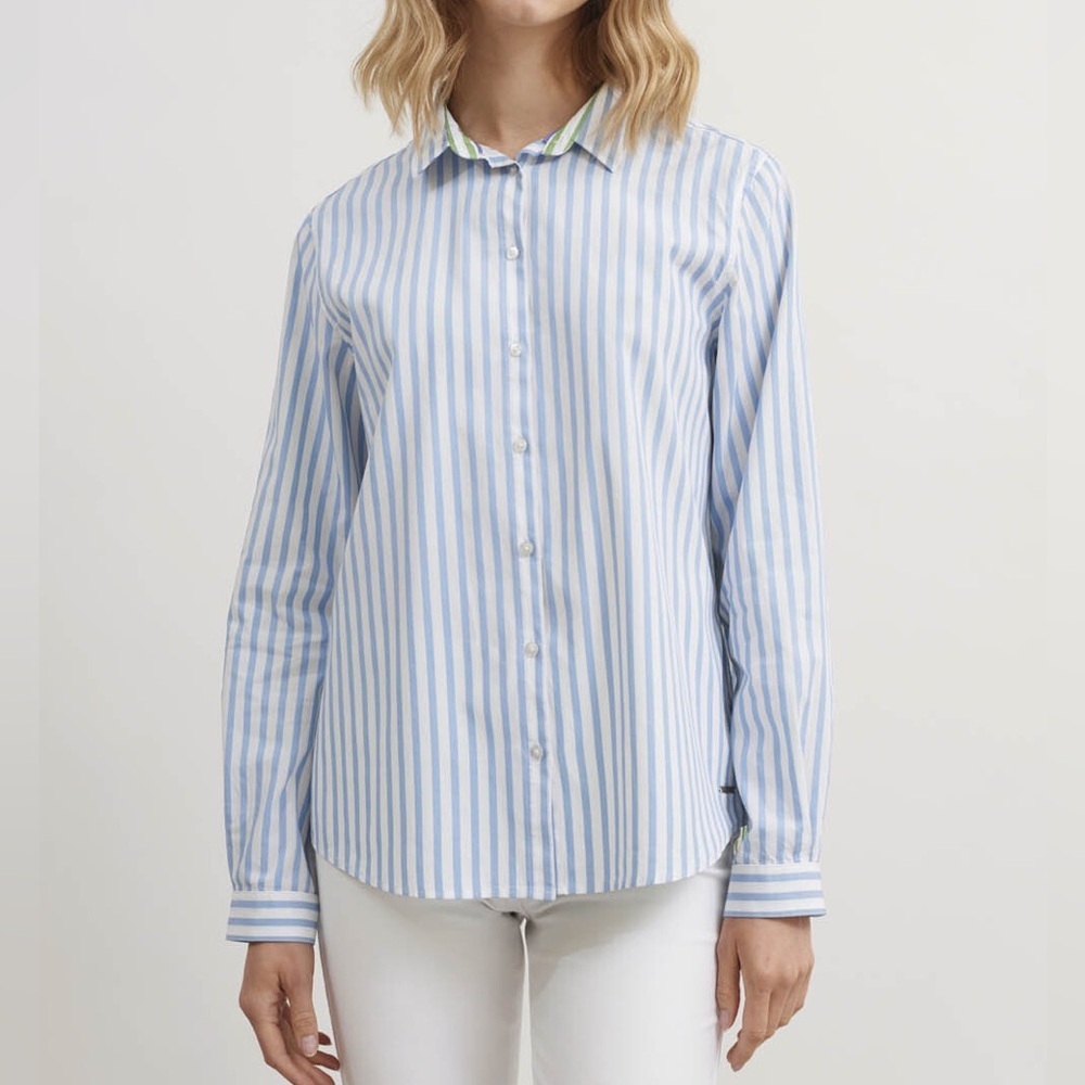 💕NWT Saint James Magali ML Cotton Shirt - Blue/Green